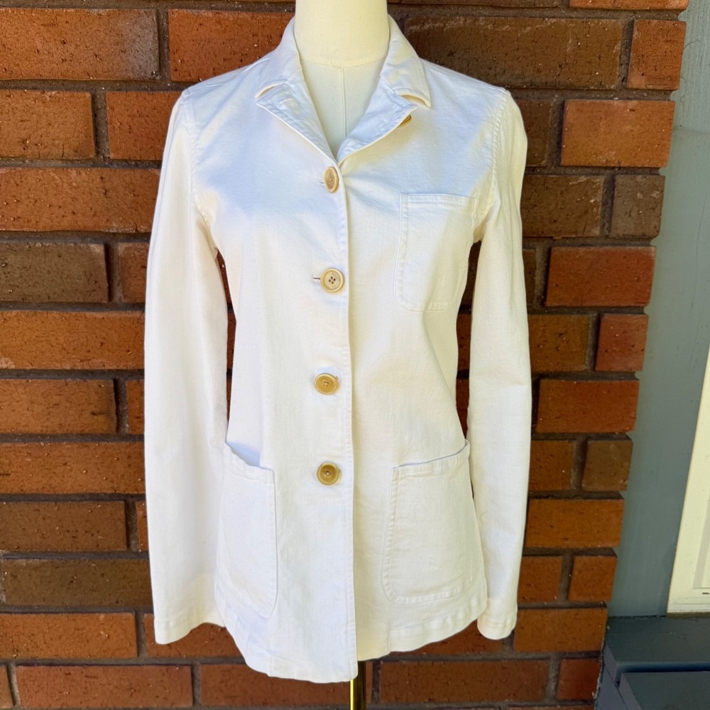 Massimo Alba Jacket Button Front Italy Cotton | Cream | Womens Size Small‎